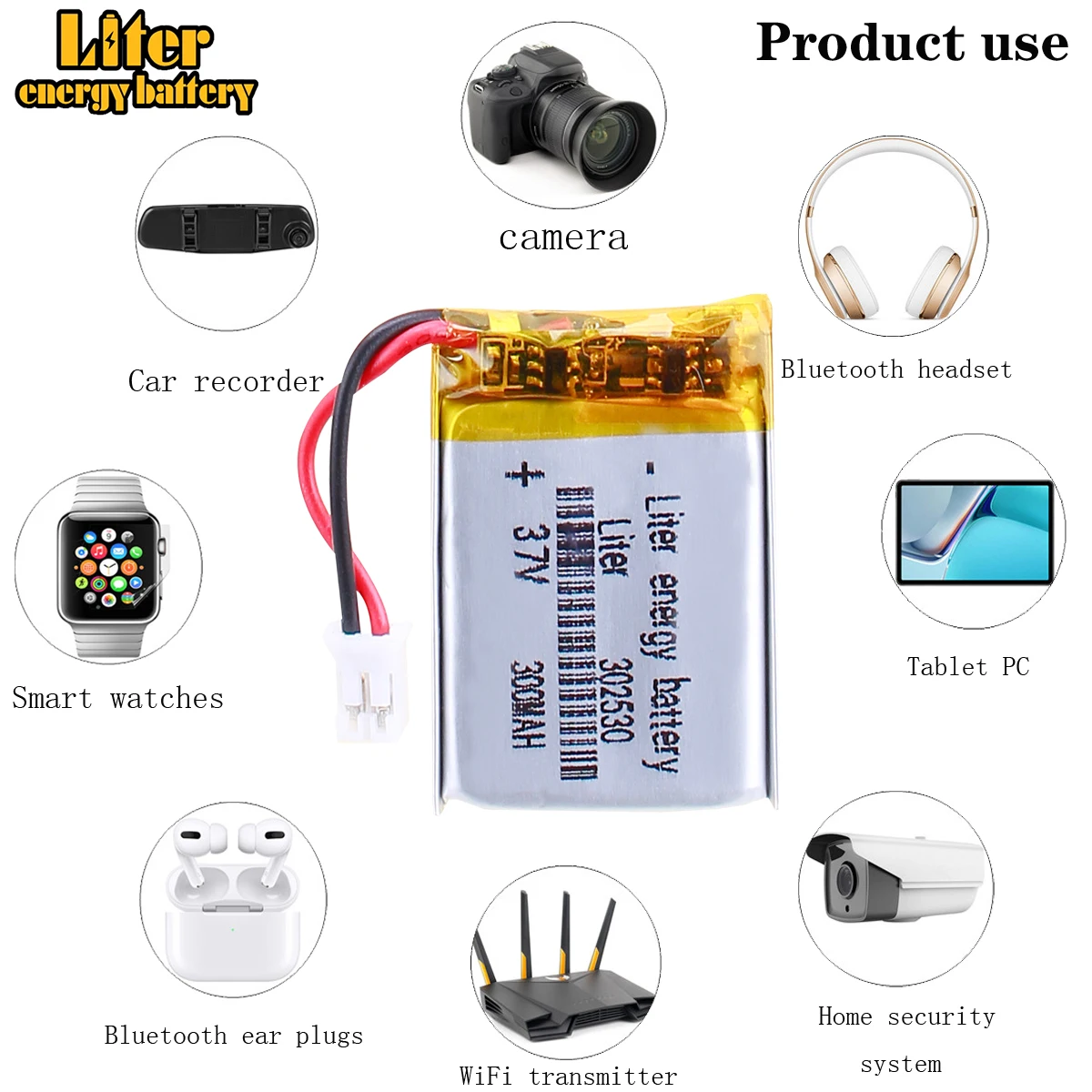3.7V 300mAh 302530 Rechargeable Battery For MP3 MP4 mobile bluetooth GPS Toy reading pen speaker lithium-ion Lipo |