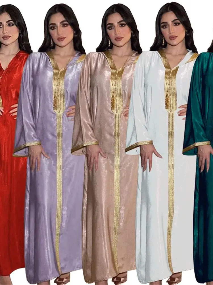 

Рамадан ИД Мубарак Дубай абайя Пакистан Турция Ислам Мусульманский скромный наряд кафтаны для женщин Djellaba халат женский Caftan Marocain