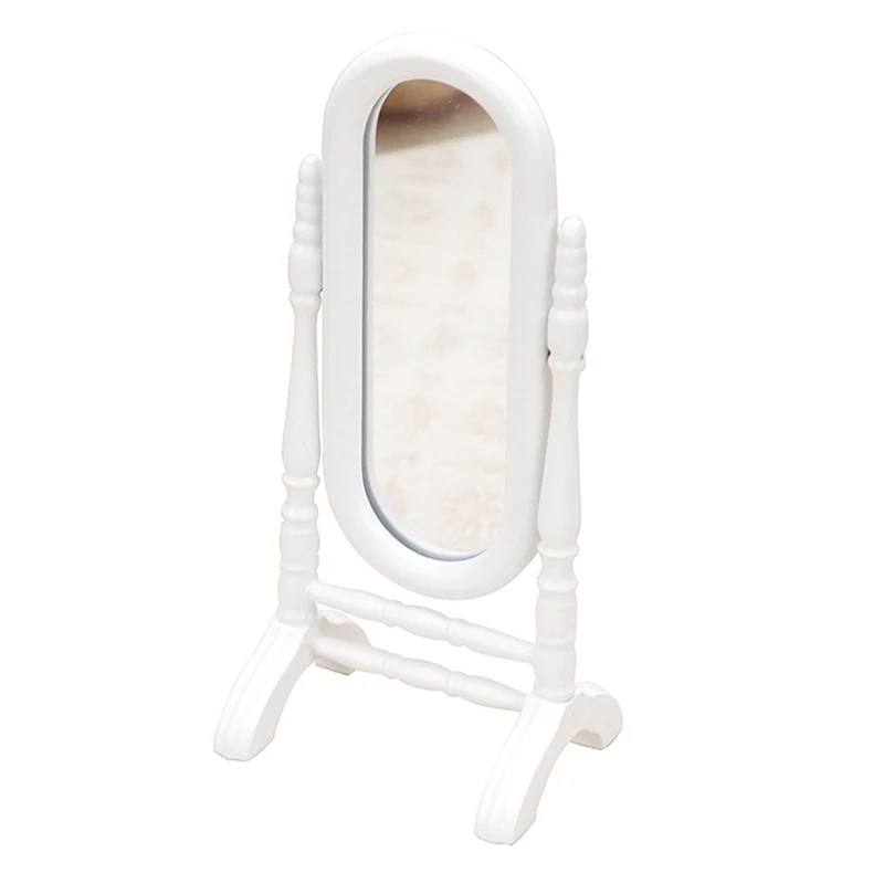 

1/12 Scale Doll House Miniature Fitting Mirror Miniature Wooden Floor Mirror Reversible Mirror Decoration Dollhouse