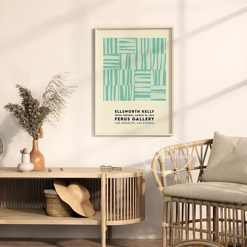 Выставочный постер Ellsworth Kelly абстрактный геометрический фиолетовый желтые