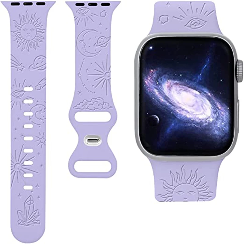 

Star Engraved Silicone Sport Wristbands Compatible For Apple Watch Bands Men Women Bracelet Wristband Strap for iWatch Series