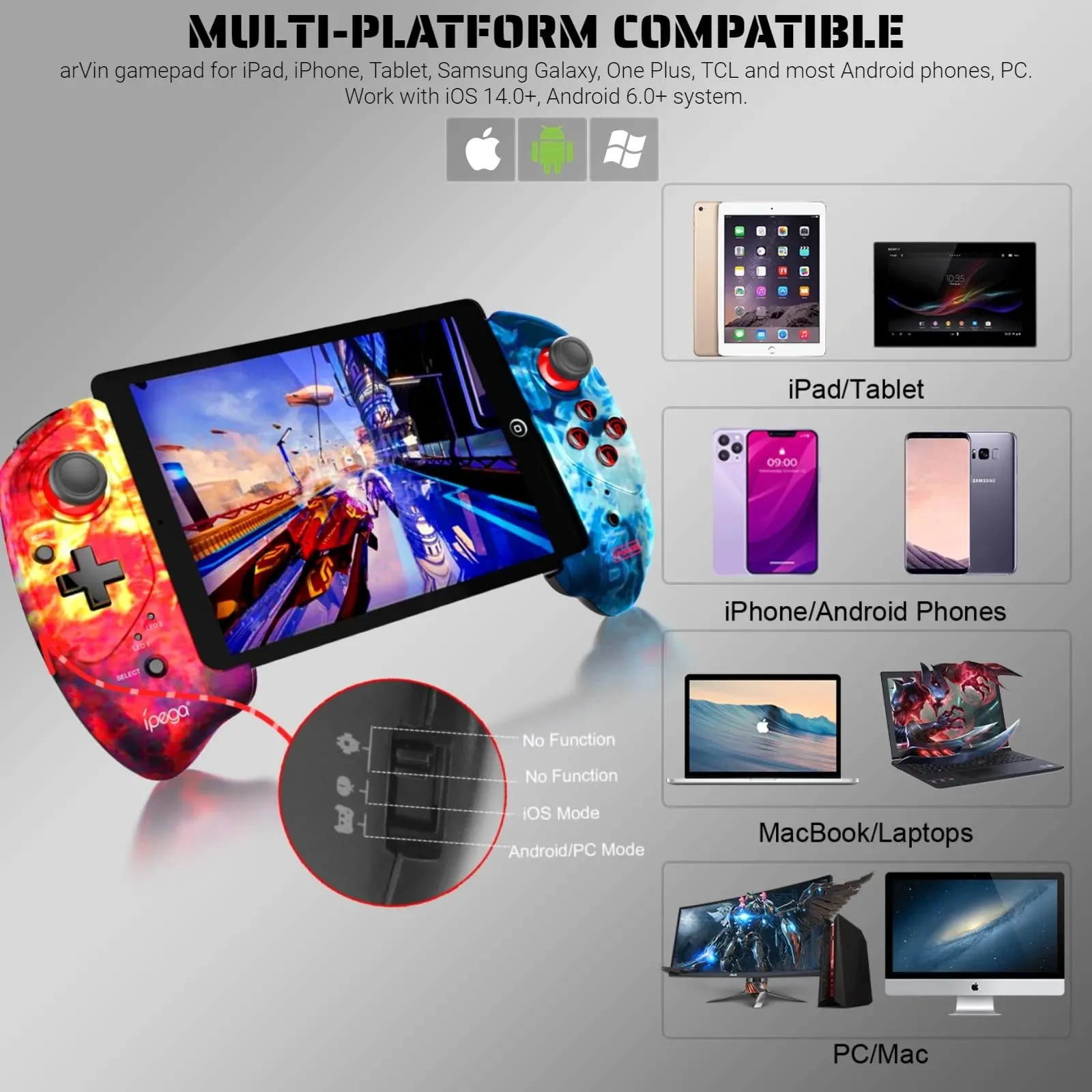 Игровой контроллер для iPad/Mini/Air iPhone 14/13/12/11 iOS планшет Android  геймпад для Galaxy Tab Huawei Mate Pad Yoga [5-11 | AliExpress