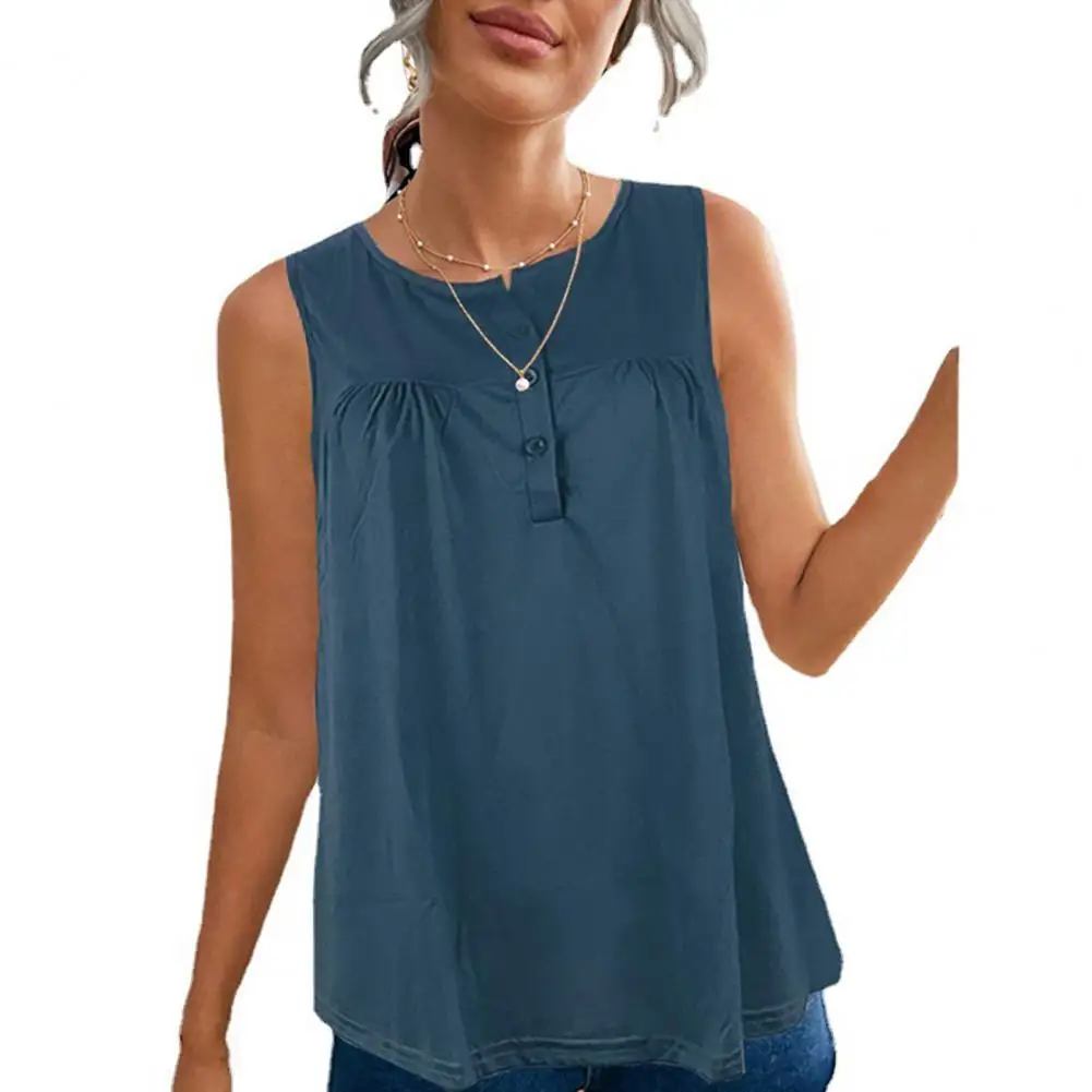 

Women Tank Top Casual Sleeveless Round Neck Solid Color Hot Summer Female Vest for Home Women Top 2022 Black XXXXL
