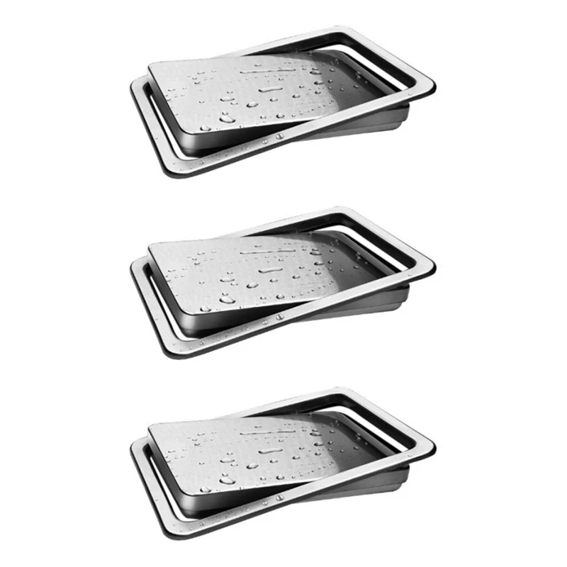 

3X Stainless Steel Garbage Flap Lid Trash Bin Cover Flush Built-In Balance Swing Flap For Kitchen Counter Top A