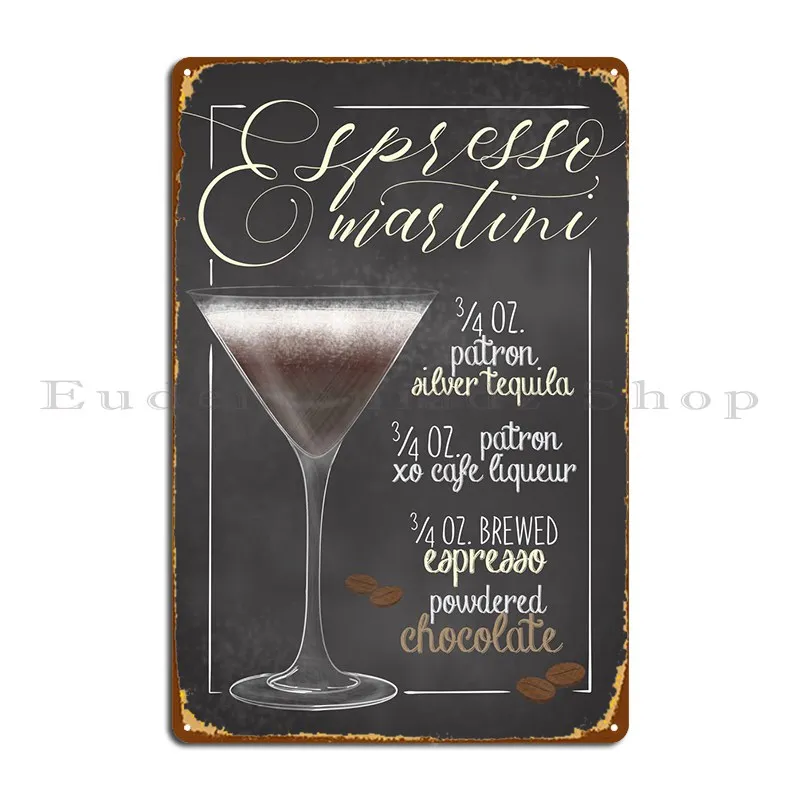 

Эспрессо мартини коктейль металлический знак дизайн клуба дома клуба бара жестяной знак постер