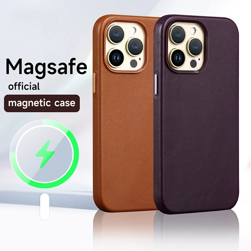 

Official Leather Case MagSafe for iPhone 14 Pro Max 13 12 14pro Original Magnet Magnetic Wireless Charging i Phone Cover