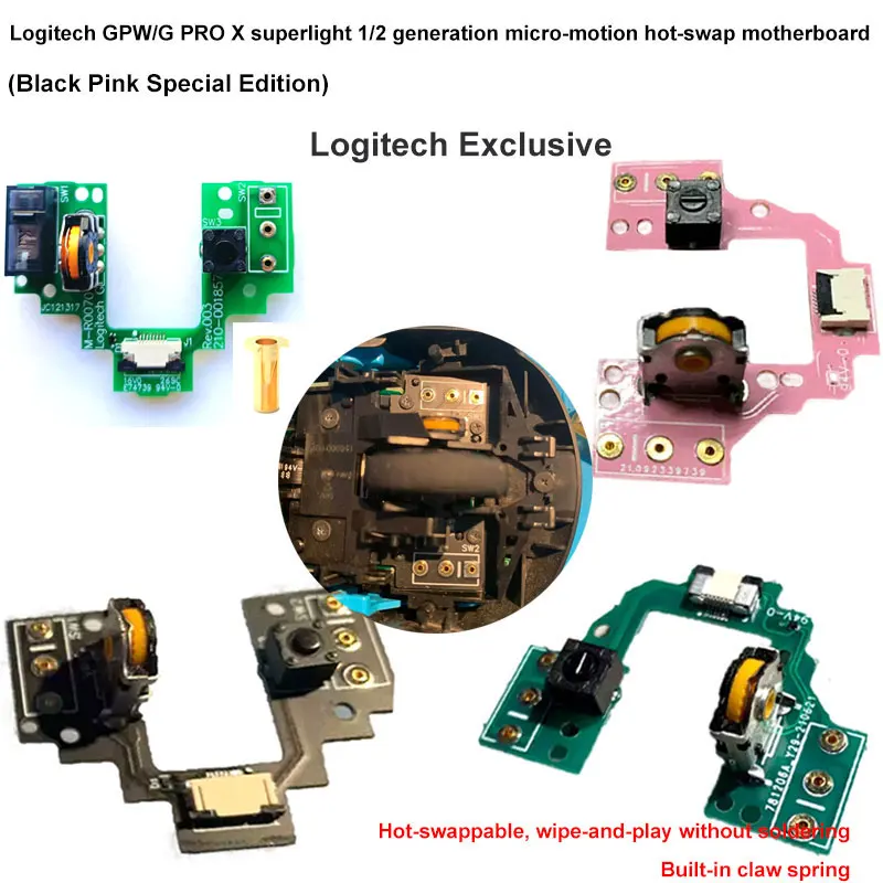 For Logitech GPW G PRO X Superlight 1/2 Gen Wireless Gaming Mouse with Hot-Swap Micro-Motion Motherboard in Pink Special Edition