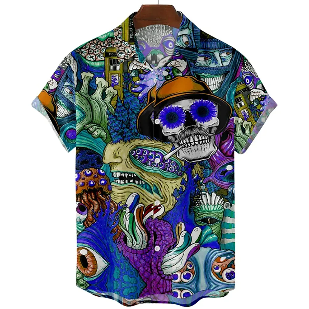 Men's Hawaiian Shirts Summer Casual Short Sleeve Shirts Fashion Street Cool Clothing Party Tops Oversized Shirts For Men 5XL
