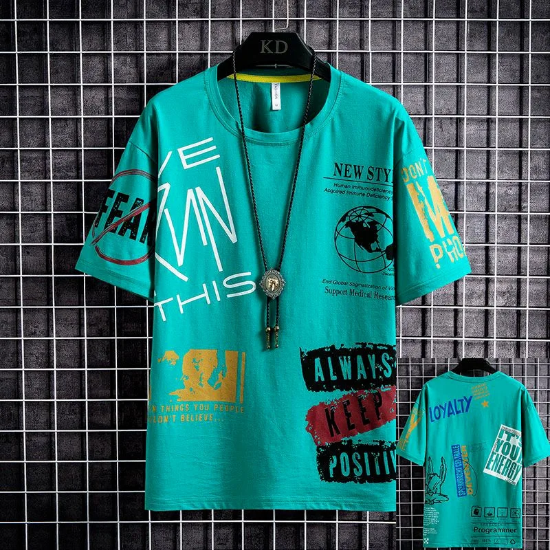 

Футболка мужская оверсайз с круглым вырезом, модная тенниска с принтом в минималистичном стиле, майка с короткими рукавами, уличная одежда, ...