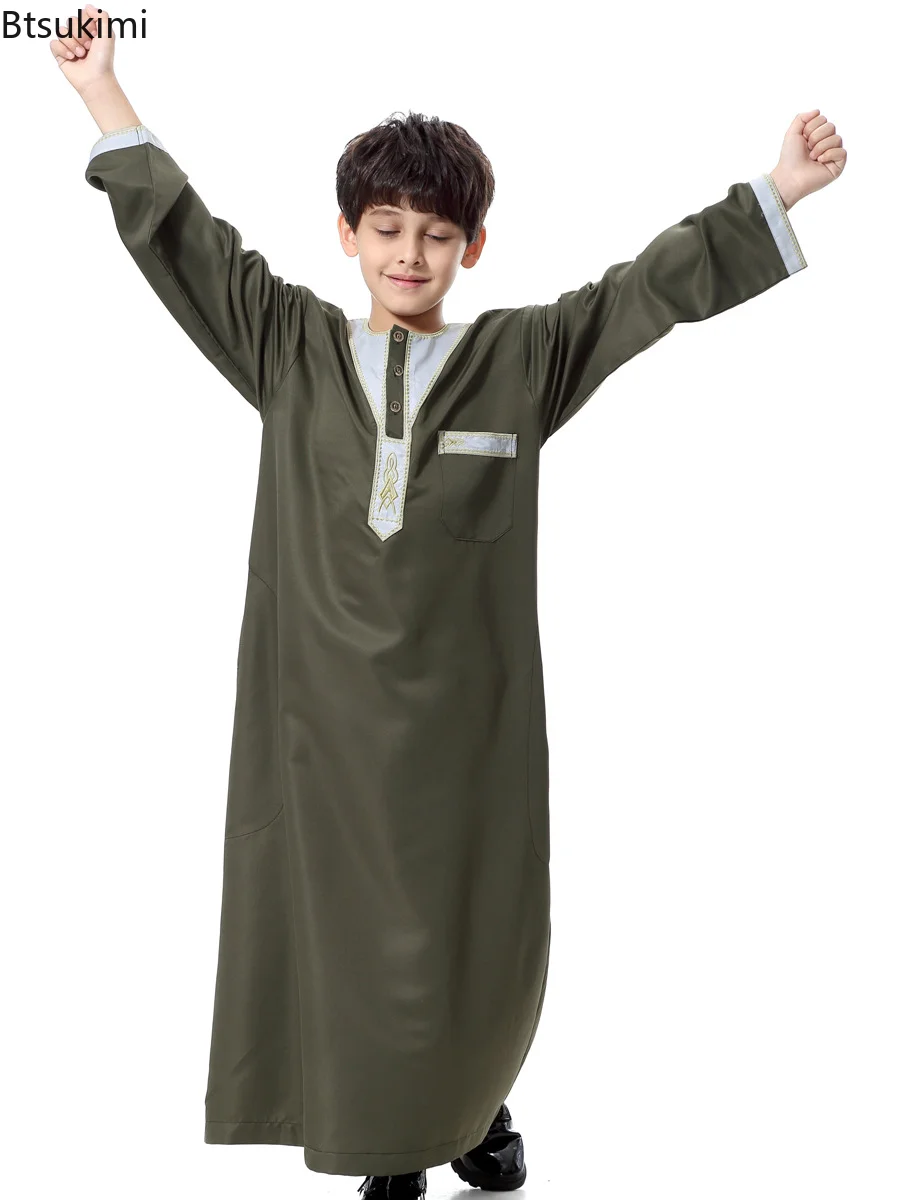 2023 Fashion Muslim Teenager Clothing Islam Men Summer Winter Eid Ramadan Prayer High Quality Elengance Party Boy's Robe Caftan