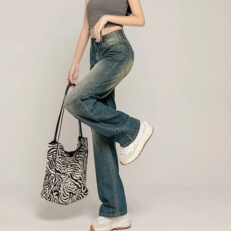 Baggy Jeans Women Jean Y2K Vintage Denim Pants Trousers Women Grunge Streetwear Cute Boyfriend High Waist Wide Leg Jeans Bananas