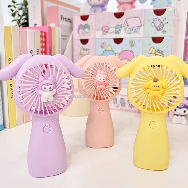 

Sanrio Cute Cartoon Mymelody Cinnamoroll Kuromi Summer Wind Power Usb Kawaii Anime Mute Handheld Portable Mini Fan Girl Gift New