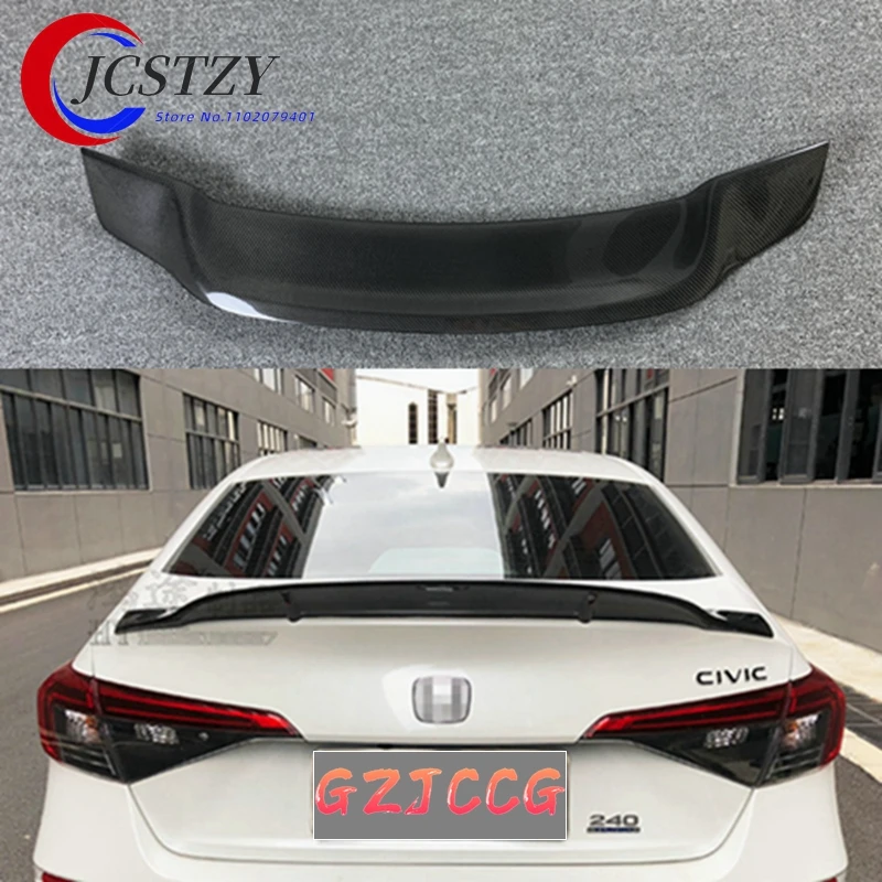 

R style carbon fiber Rear Trunk Lid Lip Spoiler Wings Ducktail For Honda Civic 11th Gen Sedan Car Tuning Accessories Body Kit