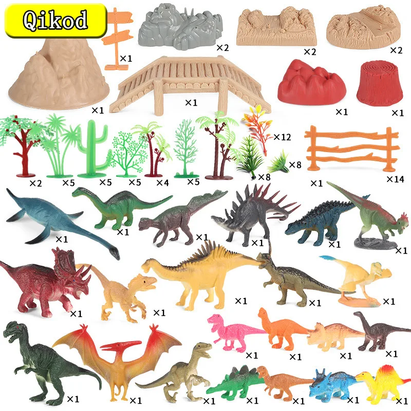

103Pcs DIY Jurassic Park Simulation Animal Dinosaur Model Tyrannosaurus Rex Pterosaur Scene Suit Toys Action Figure Kid Toy Gift