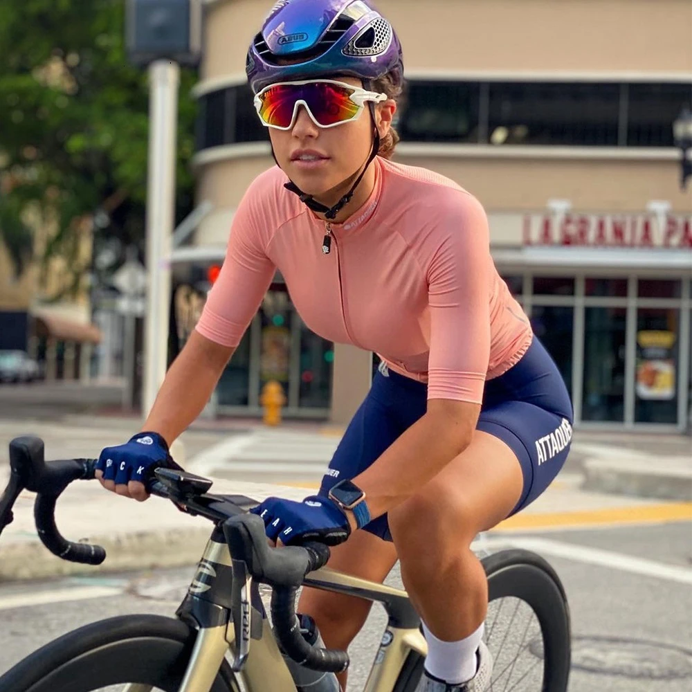 

Attaquer Womens All Day Cycling Jersey Racing Team Bike Clothing Female bicycle Riding Tops Colorful Short Sleeve Bicycle Shirt