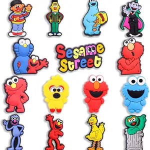 15pcs Lovely Cartoon Sesame Street Character Shoe Charms Sandals Shoes Accessories Decorations Fit C in India