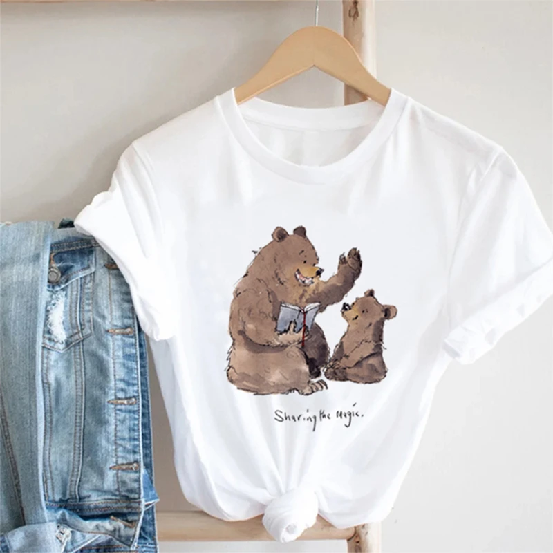 

Women's Fashion T-Shirt Happy New Year T-Shirt Christmas Cartoon Cute Bear T-Shirt Women's Basic T-Shirt Printed Casual T-Shirt