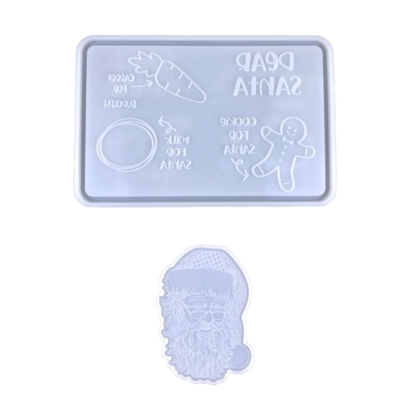 

2 Pieces DIY Christmas Coaster Silicone Mold Crystal Epoxy Resin Mold Xmas Party Casting Mold Tabletop Home Ornaments