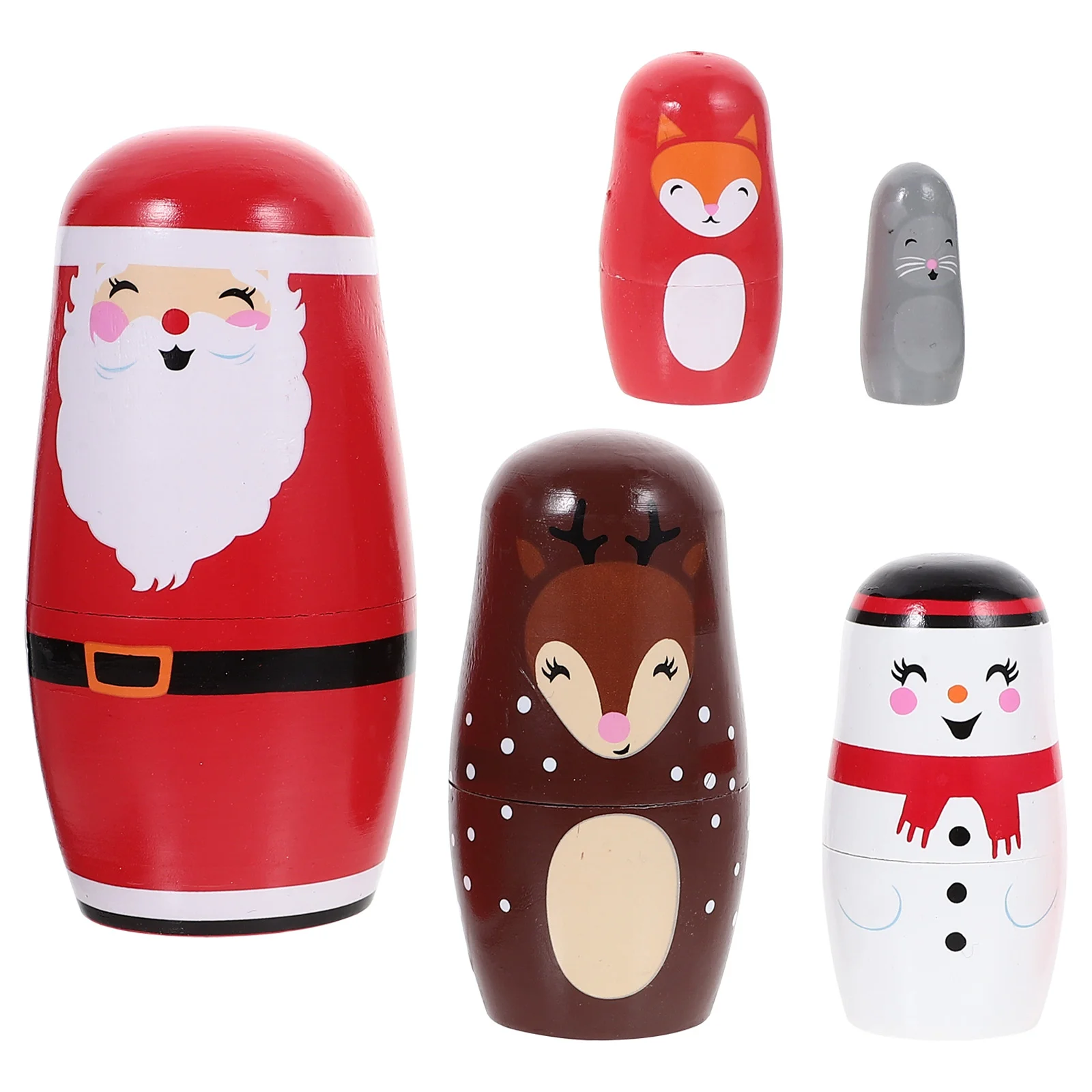 

Bookshelf Ornaments Nesting Dolls Wood Russian Stacking Stackable Craft Decor Animals