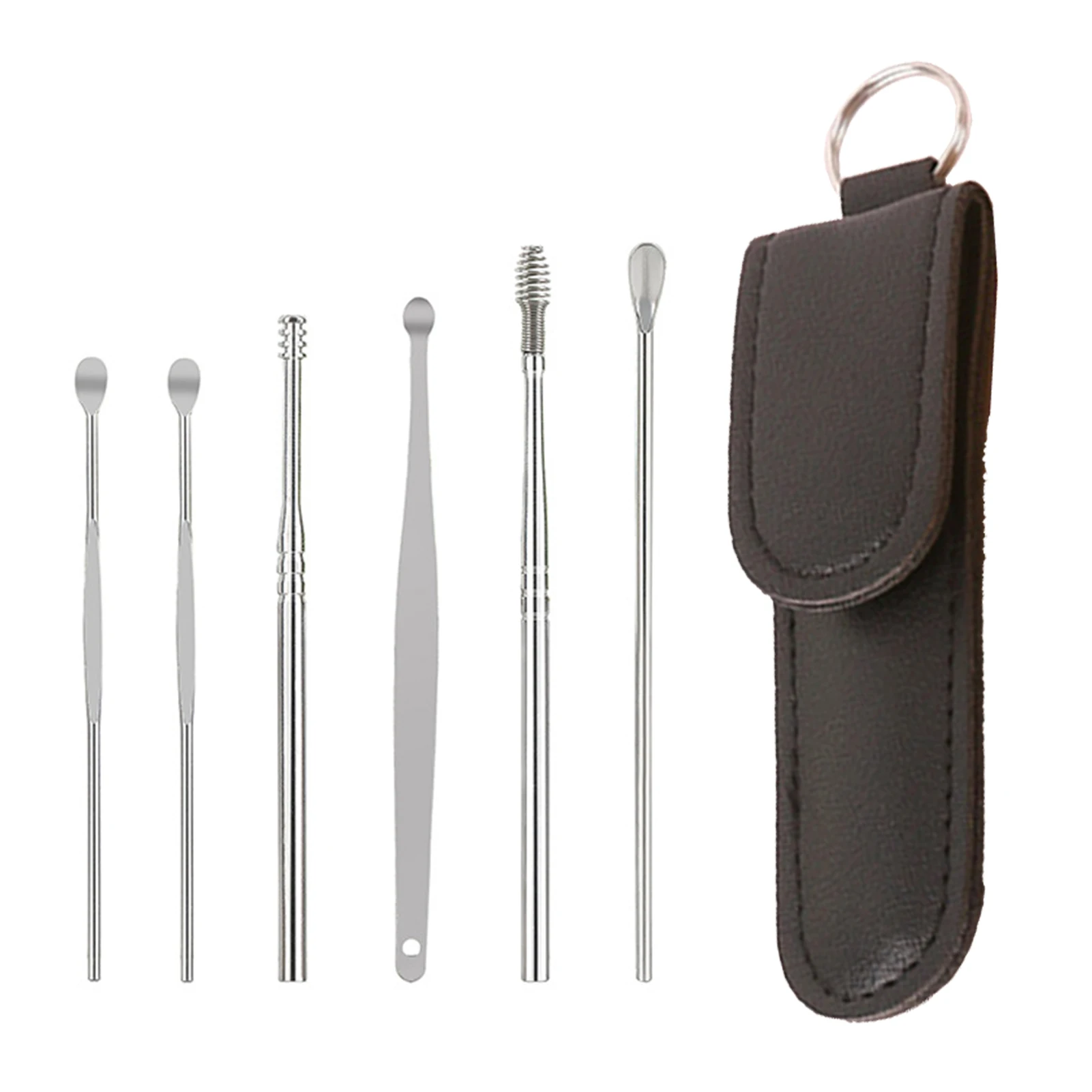 

Spring Wax Ear Cleaning Tool Ear Pick Earwax Removal Kit 6pcs Spring Ear Wax Cleaner Tool Set With Leather Case Earbud Design
