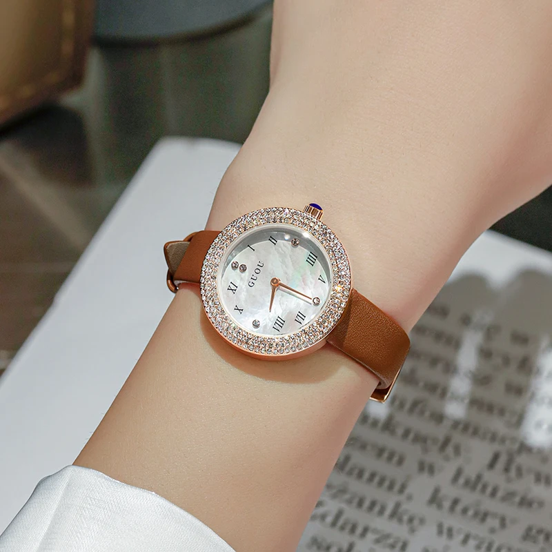 Luxury Bracelet Women Watches Fashion Simple Mother-of-pearl Dial Design Japanese Quartz Movement Wristwatch for Female Gifts