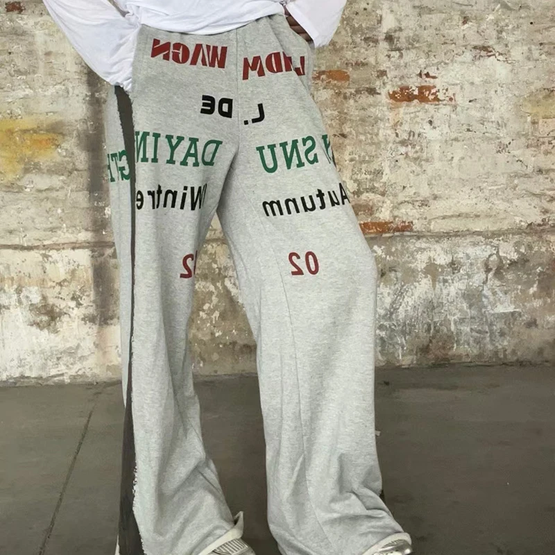 KBQ Hit Color Printting Шикарные свободные брюки для женщин с высокой талией и эластичной