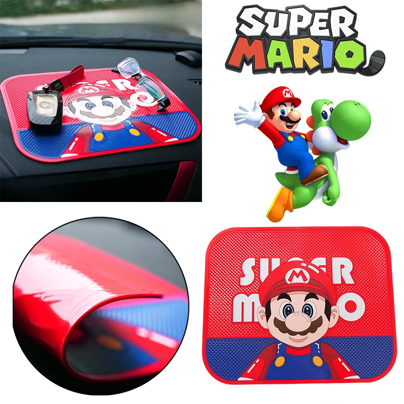 Коврик для автомобиля в стиле супер Марио 20x24 см, нескользящий Силиконовый коврик для телефона, солнцезащитных очков, мультяшный коврик для интерьера автомобиля, аксессуары для мужчин