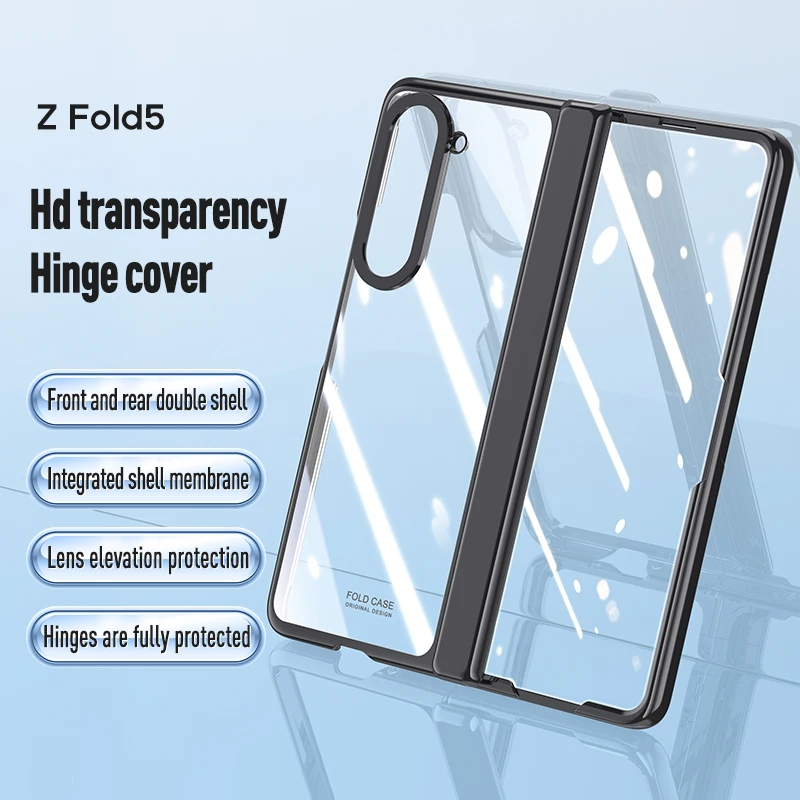 

Прозрачный жесткий пластиковый чехол с петлями для Samsung Galaxy Z Fold5 5G Fold 5 ZFold5 противоударный чехол с защитным стеклом для экрана