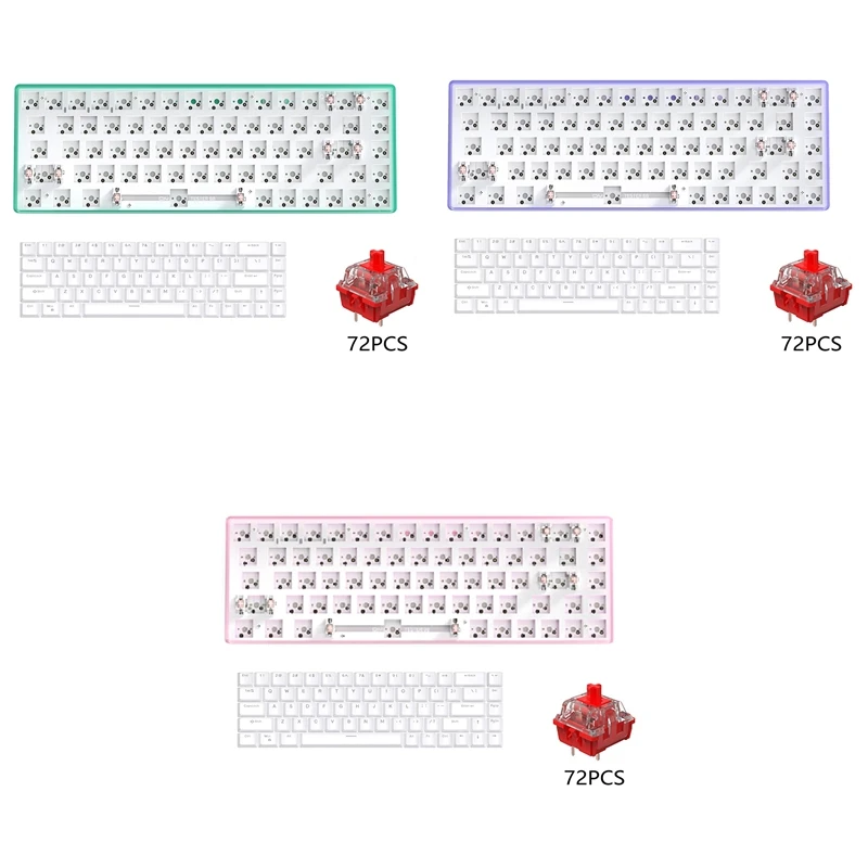 

Механическая клавиатура TESTER68 под заказ + красная ось + фотография, горячая заменка, 2,4 ГГц, Двухрежимная Беспроводная Bluetooth клавиатура