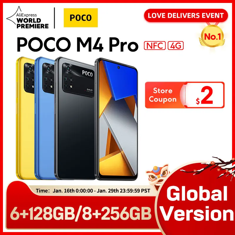  4g-смартфон POCO M4 Pro, глобальная версия, 6 + 128/8 + 256 ГБ, NFC, Helio G96, 8 ядер, 90 Гц, 33 Вт, камера 64 мп