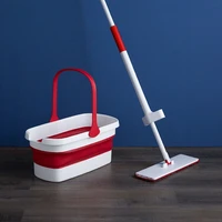 flat squeeze mop and folding bucket free hand washing floor cleaning mop microfiber mop pad cleaning tools on hardwood laminate