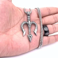 european and american titanium steel sea king trident creative pendant necklace hip hop men women trend fashion pendant jewelry