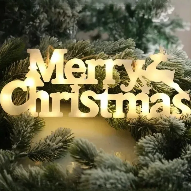 С Рождеством буквенный светодиодный светильник для дома двери окна стены