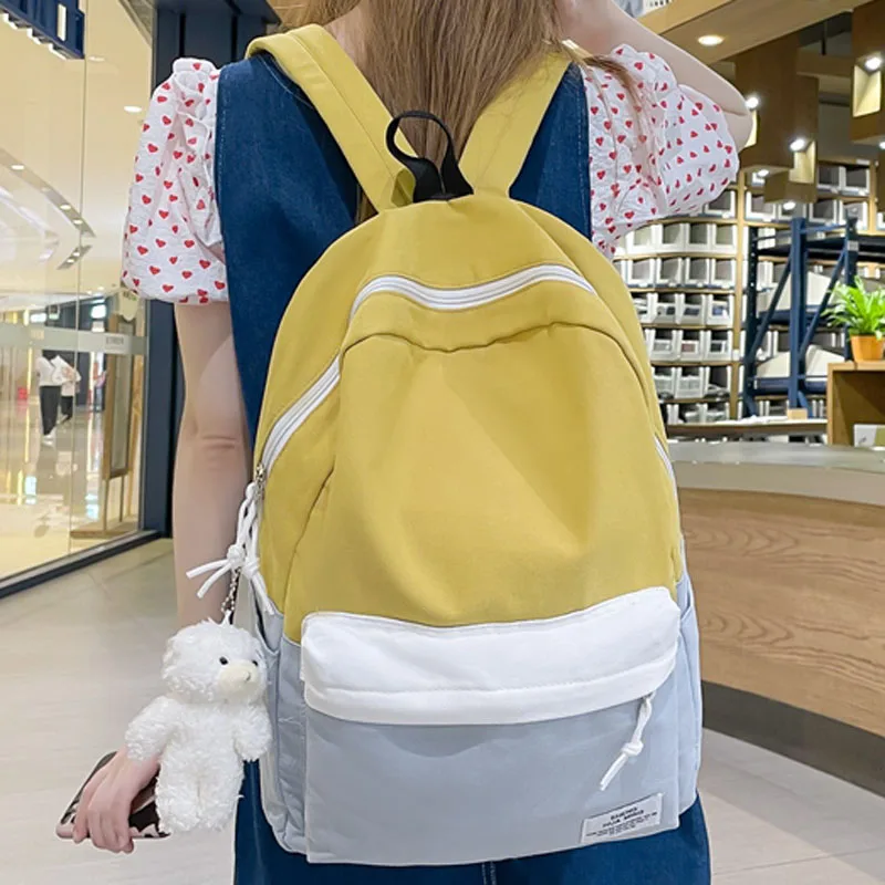 

Patchwork Color School Backpack 2023 New Schoolbag For Teenage Girls Boys Mochila Casual Woman Man Travel Rucksack Bagpack