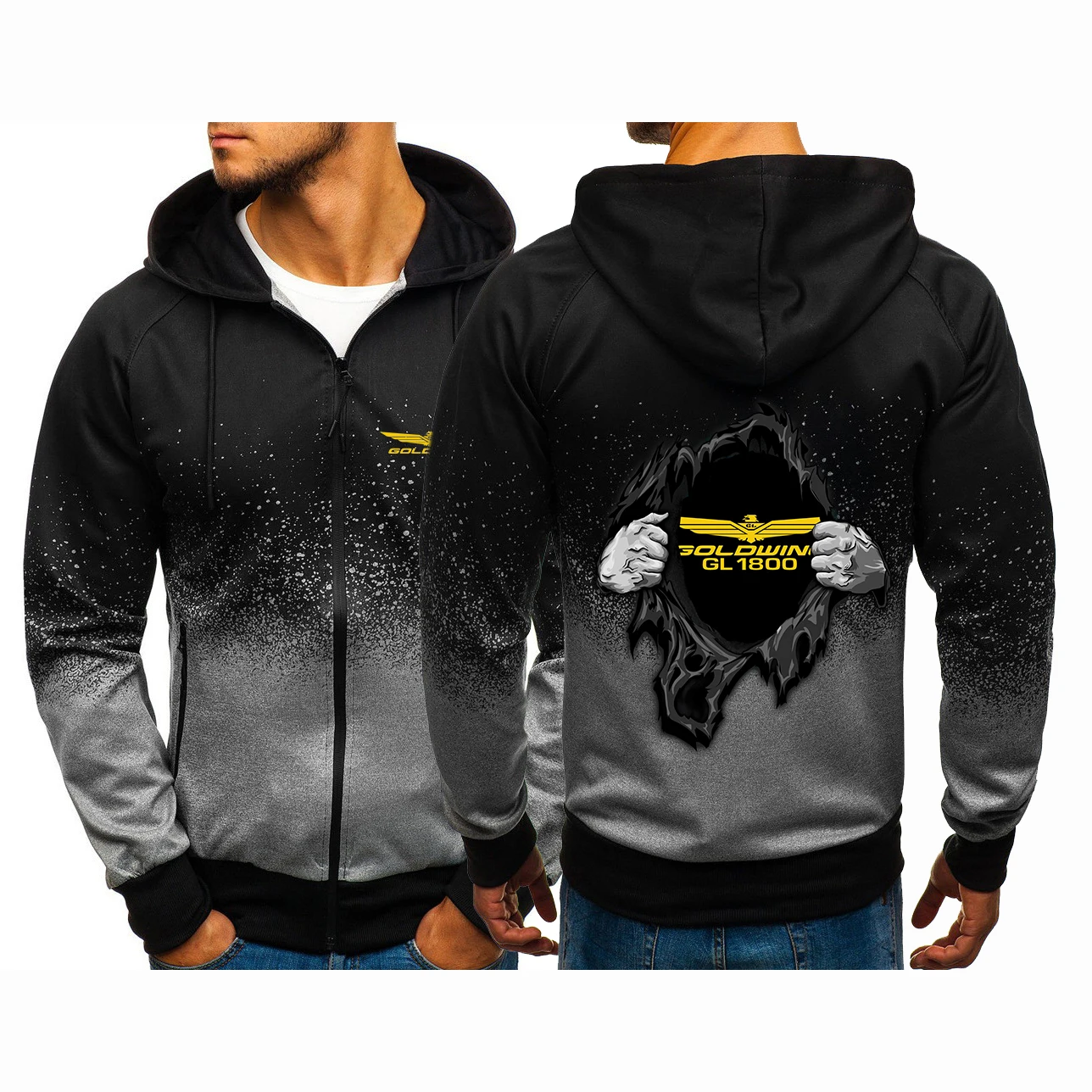 

2022 GOLDWING GL1800 Gradient Hoodie Men Print Sportwear Sweatshirt Elegant Coat Slim Harajuku Comtable Top