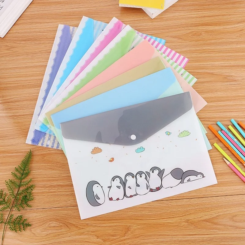 

Cute cartoon file bag office supplies portable information bag student stationery prize gift snap convenience bag