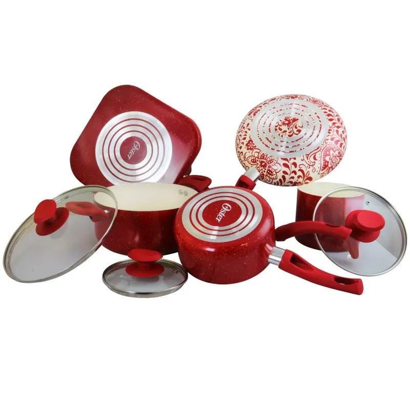 

Элегантная алюминиевая посуда San Jacinto из 9 предметов красного цвета: Прочная и универсальная посуда для приготовления пищи, выпечки,