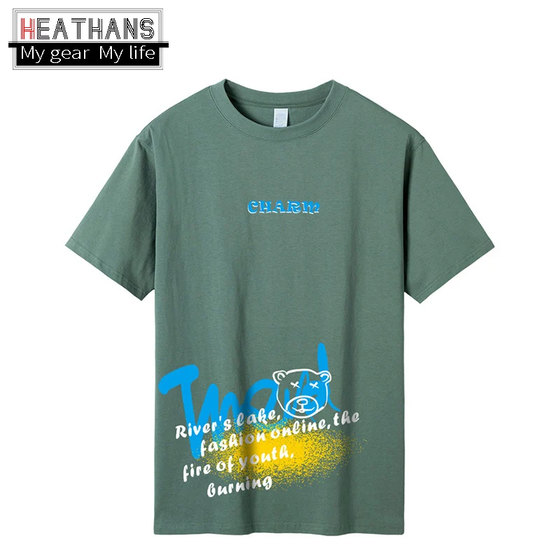 

Short-sleeved Youthful Student T-shirt Men Summer Five-quarter Sleeve Cotton Men's Fashion T-shirt Pullover Loose Streetwear Top