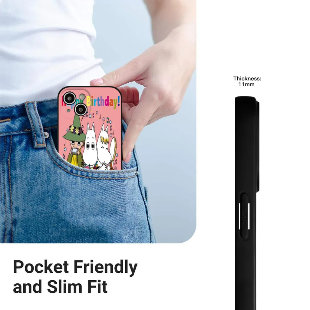 Милый чехол для телефона с рисунком M-MOOMIN в стиле аниме iPhone 15 Pro Max Plus мягкий