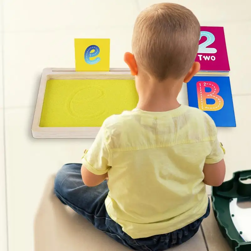 

Sand Tracing Tray For Kids Wooden Montessori Sand Tray With Wooden Pen For Writing Letters And Numbers Play Sand And Wooden