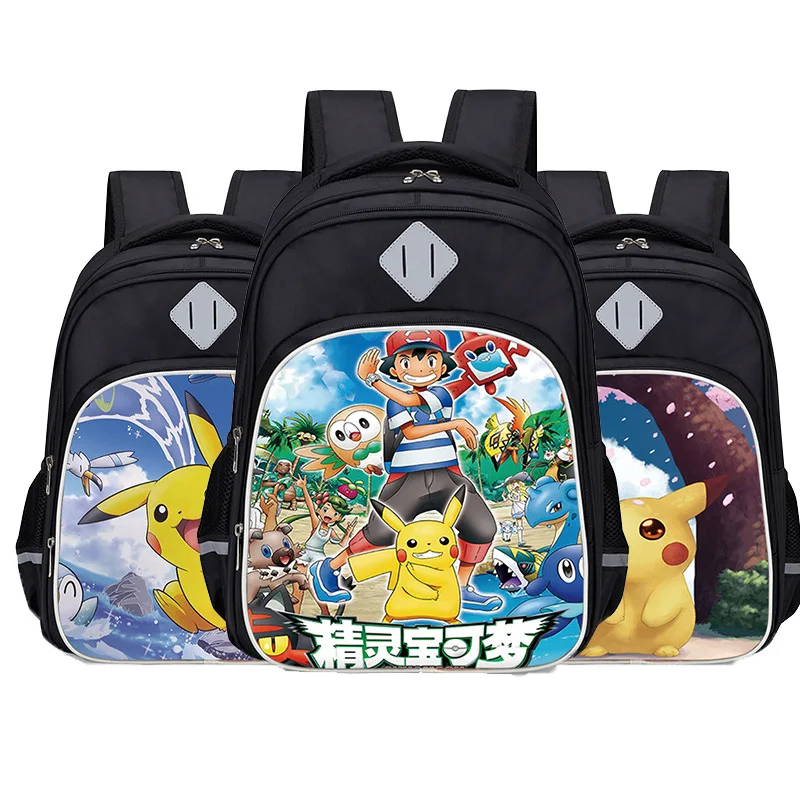 

Вместительный рюкзак Pikachu для учеников начальной и средней школы, детские плечи, трехслойный рюкзак с мультипликационным персонажем из аниме