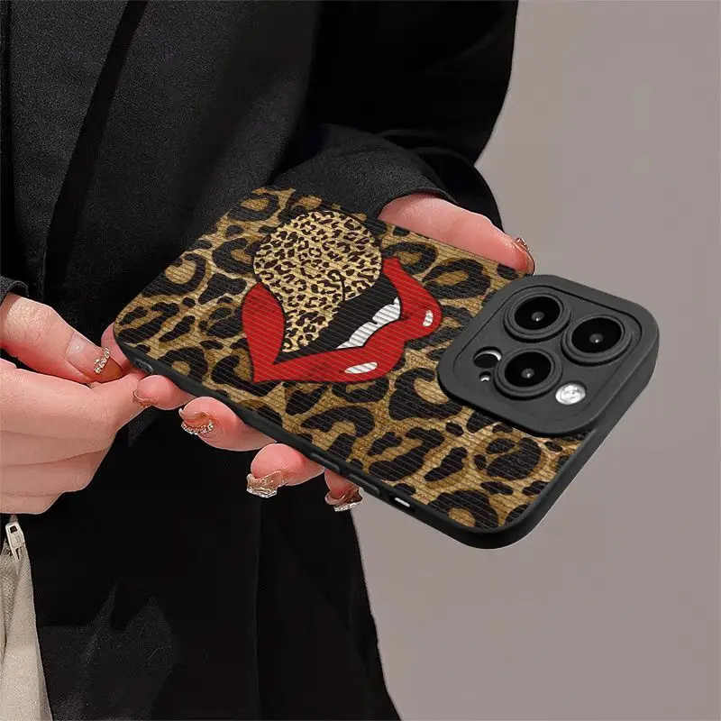 Hot Red Lip Leopard Print Phone Case For Xiaomi Redmi A3 A2 A1 14C 13C 12C 10C 9T Note 13 12s 12 11 10 9S Pro Plus 4G 5G Cover