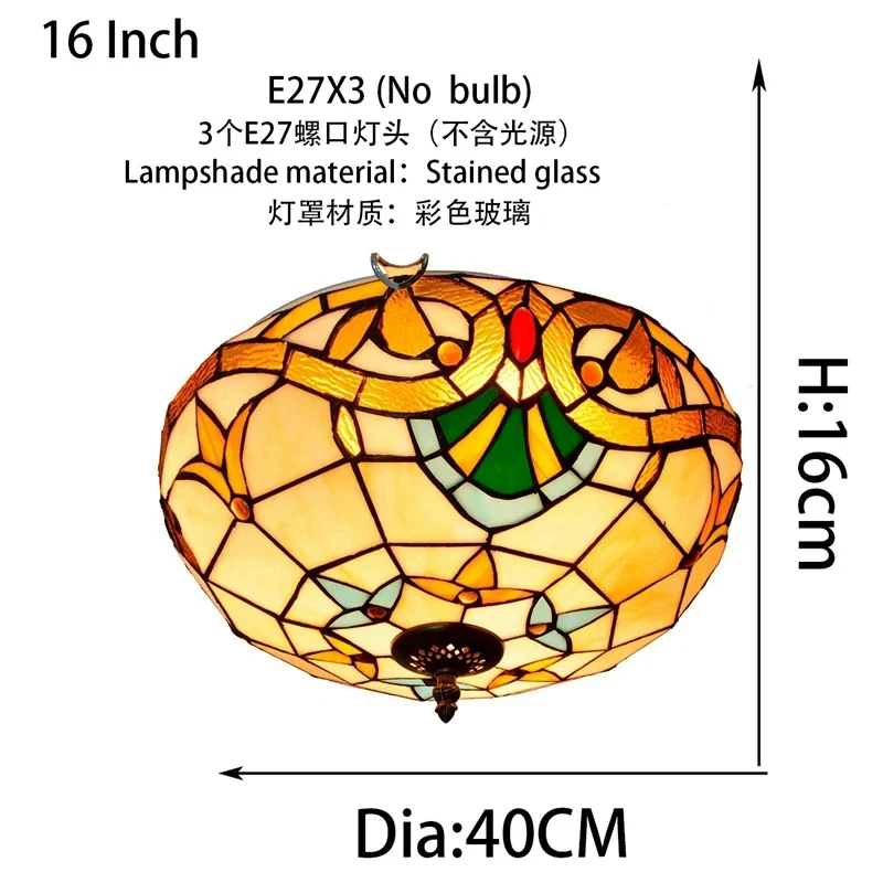 Ретро Тиффани Staiend стеклянный стиль барокко светодиодный потолочный светильник