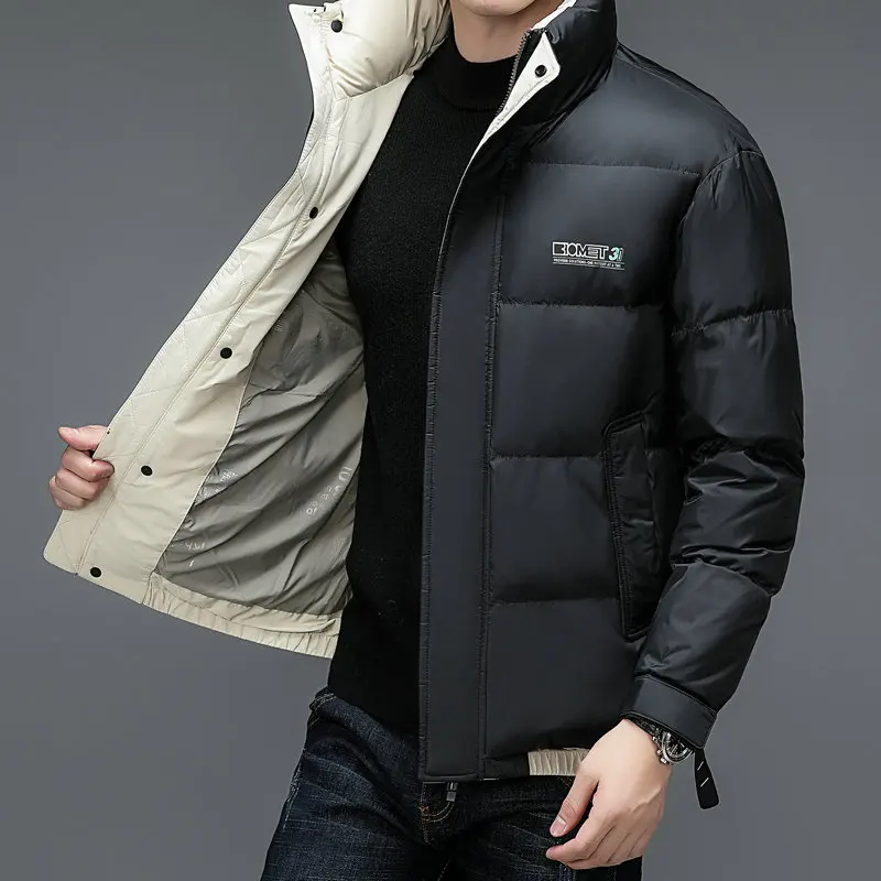 Winter Men Lightweight Puffer Basic Coats Black Khaki Gray Green Thiken Thermal Puff Jackets Quilted Outerwear Male Warm Outfits