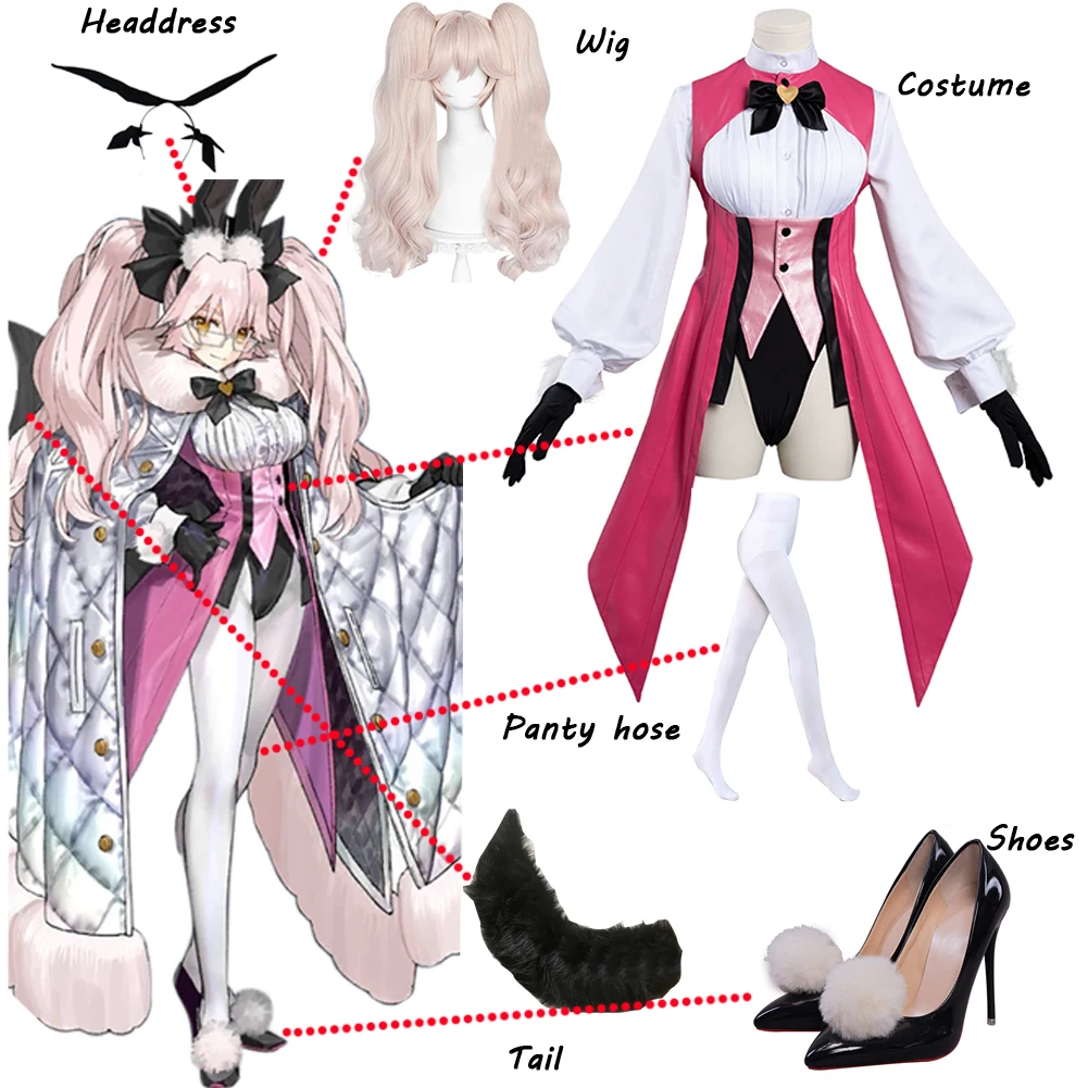 

Anime Fate Grand Order FGO Cosplay Tamamo no Mae Koyanskaya Cosplay Costume Halloween Carnival Jumpsuit Accessories Custom Made