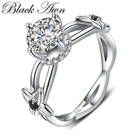 black awn silver color jewelry classic flower wedding rings for women female bijoux fashion jewelry g083