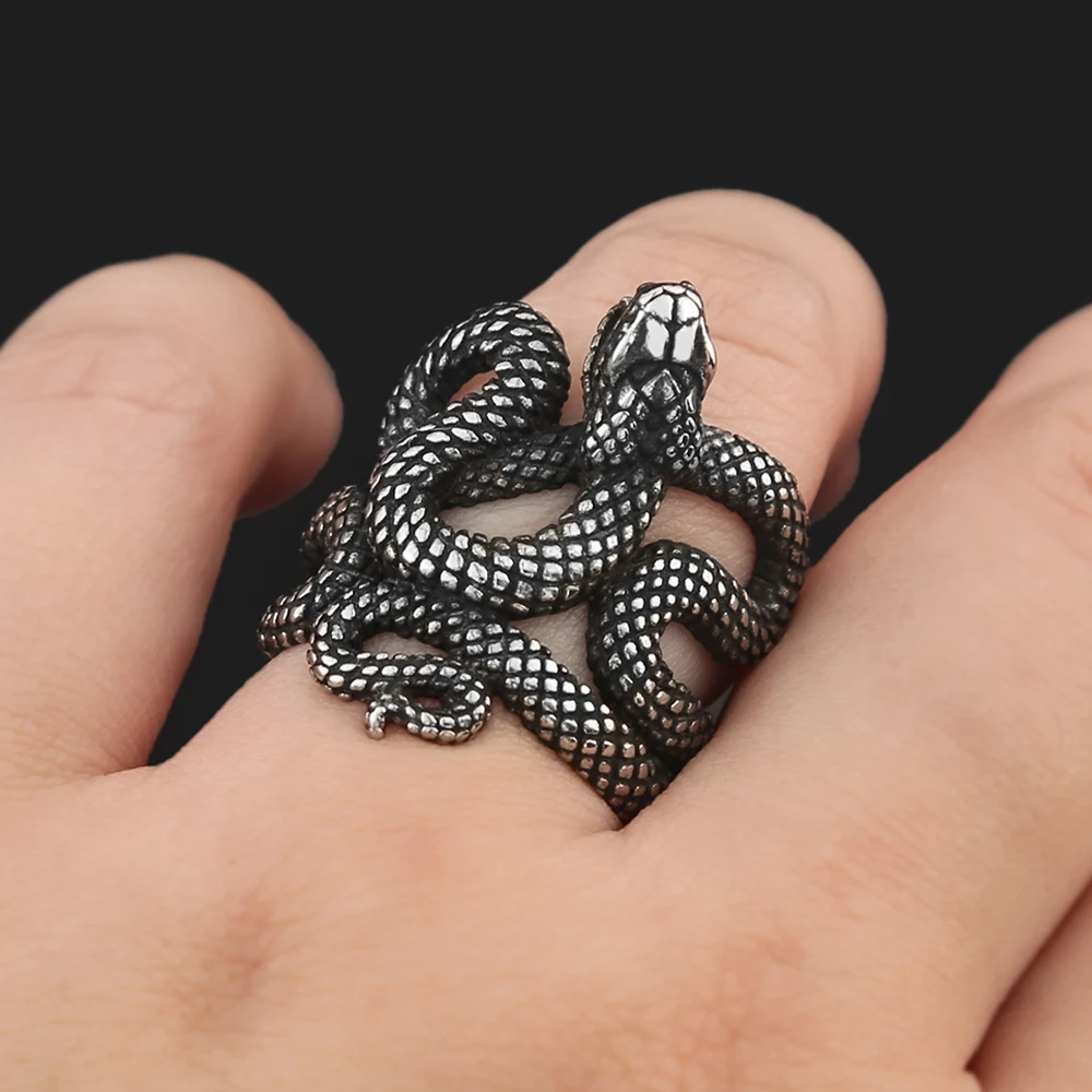Кольцо в виде змеи из нержавеющей стали, серебристого цвета (art.: 3920c4d24a656) - 3920c4d24a656