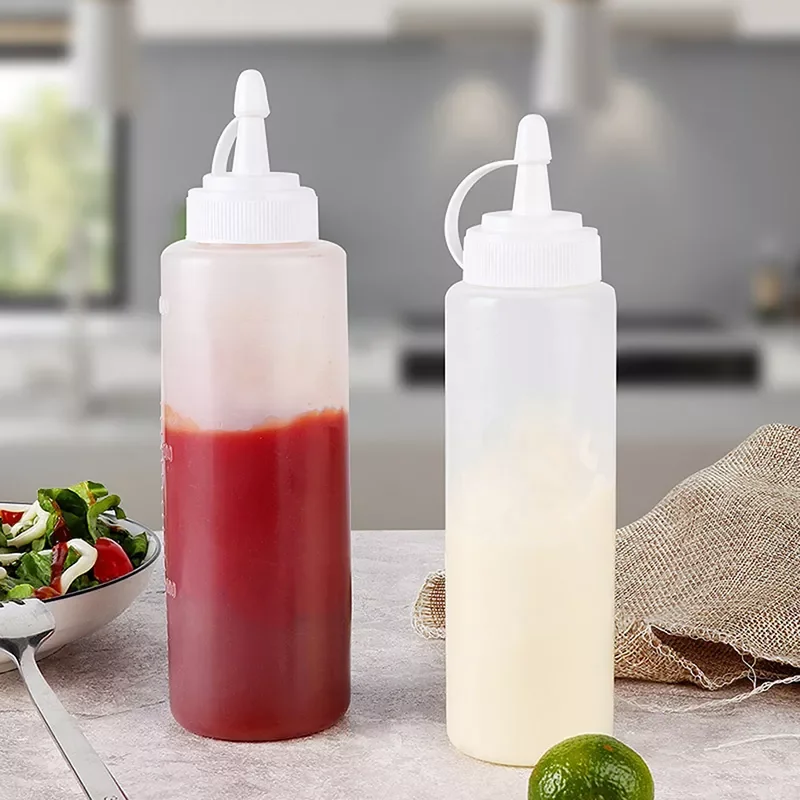 

4Pcs Squeeze Squirt Condiment Bottles Salad Sauce Dispenser Ketchup Cruet 240ml
