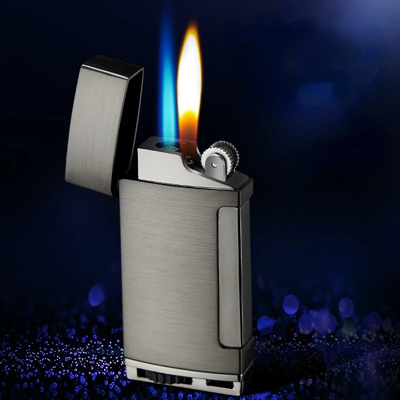 

Creative open flame direct-flush butane gas lighter metal double fire conversion cigarette lighter outdoor barbecue tools