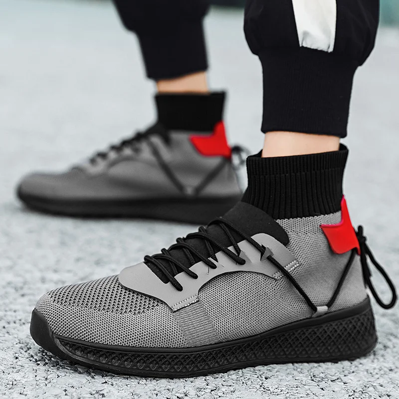 2022 New Hot Sale High top Sport Running Shoes For Man Socks Athletic Shoes Men Ultralight Sneakers Men Mesh Jogging Trainers